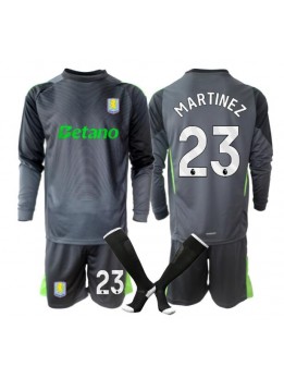 Billige Aston Villa Emiliano Martinez #23 Keeper Hjemmedraktsett Barn 2025-26 Langermet (+ Korte bukser)